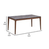 Evis 63 Inch Dining Table, Marble Grain Faux Stone Top, Walnut Brown Wood By Casagear Home