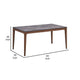 Evis 63 Inch Dining Table, Marble Grain Faux Stone Top, Walnut Brown Wood By Casagear Home