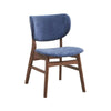 Evis 23 Inch Side Dining Chair Set of 2 Walnut Brown Soft Blue Fabric By Casagear Home BM312374