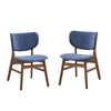 Evis 23 Inch Side Dining Chair Set of 2 Walnut Brown Soft Blue Fabric By Casagear Home BM312374