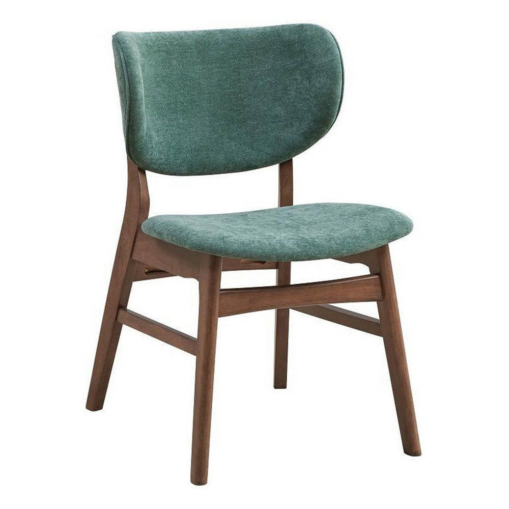 Evis 23’’ Side Dining Chair Set of 2 Brown Wood Green Fabric By Casagear Home BM312375