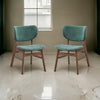 Evis 23" Side Dining Chair Set of 2, Brown Wood Green Fabric By Casagear Home