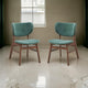 Evis 23" Side Dining Chair Set of 2, Brown Wood Green Fabric By Casagear Home