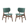 Evis 23’’ Side Dining Chair Set of 2 Brown Wood Green Fabric By Casagear Home BM312375