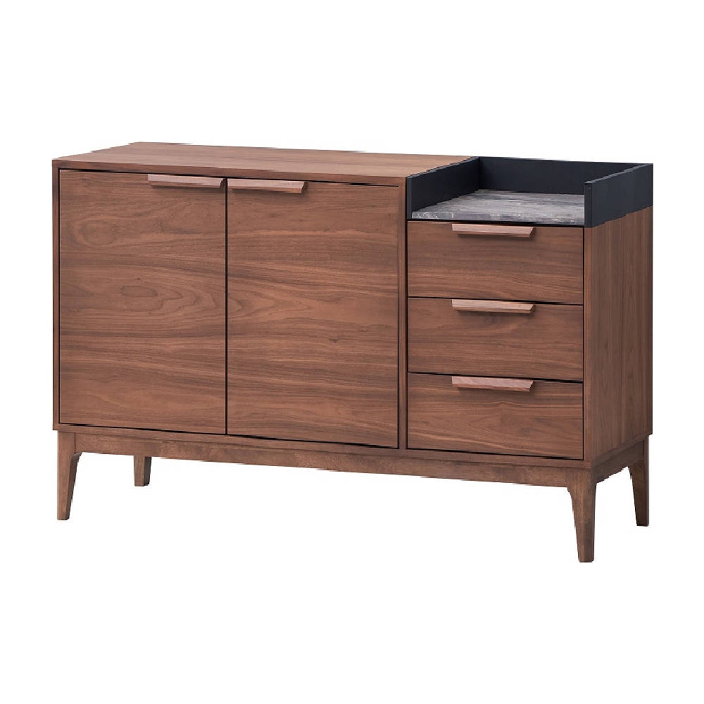 Evis 53 Inch Sideboard Server Console 2 Cabinets Stone Top Walnut Brown By Casagear Home BM312376