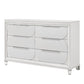 Rara 64 Inch Wide Dresser, 6 Drawers, Mirror Trim, Acrylic Legs, White By Casagear Home