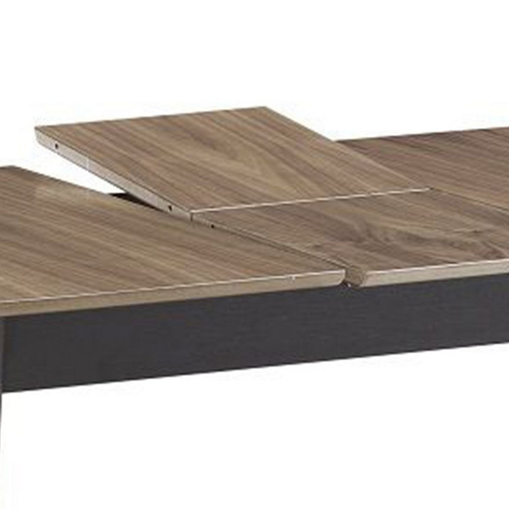 Anae 51-63 Inch Dining Table, Butterfly Leaf, Brown Wood Top, Black Legs By Casagear Home