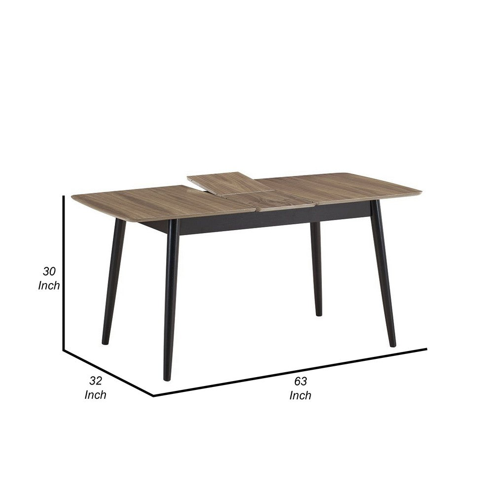 Anae 51-63 Inch Dining Table, Butterfly Leaf, Brown Wood Top, Black Legs By Casagear Home