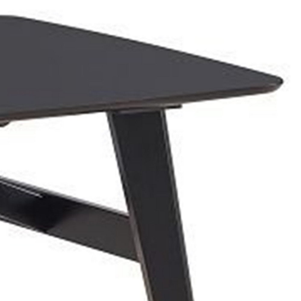 Iora 71 Inch Dining Table, Industrial Style, Rounded Corners, Black Wood By Casagear Home