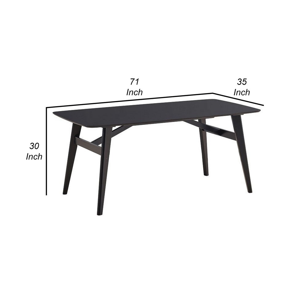 Iora 71 Inch Dining Table, Industrial Style, Rounded Corners, Black Wood By Casagear Home