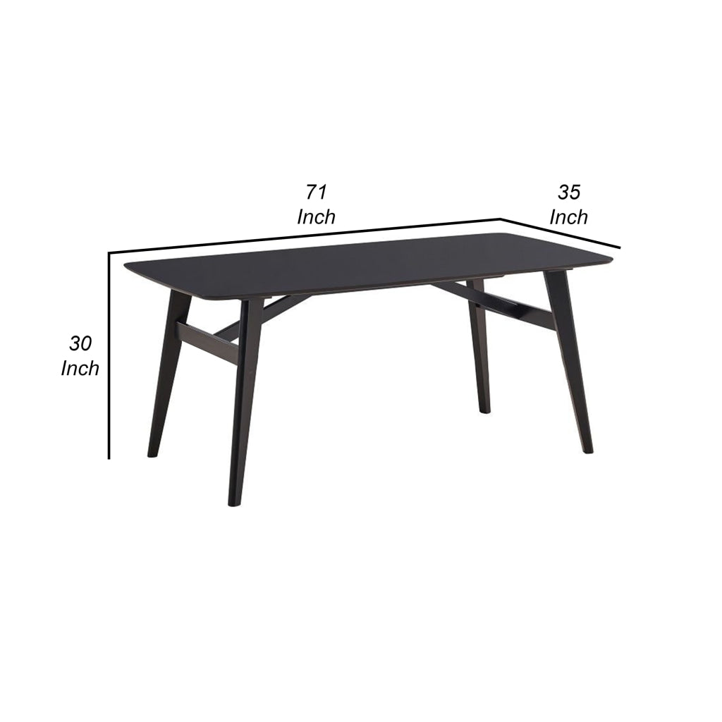 Iora 71 Inch Dining Table Industrial Style Rounded Corners Black Wood By Casagear Home BM312382