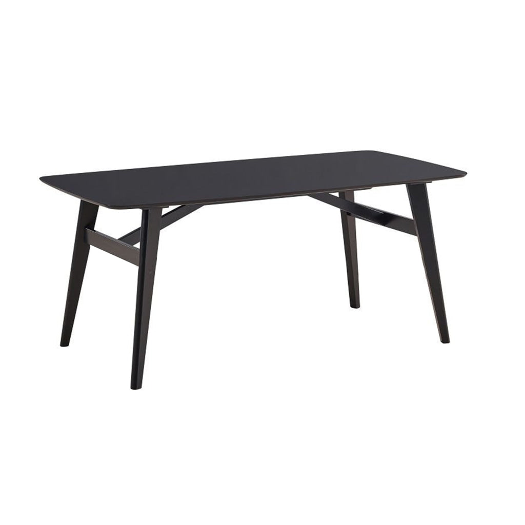 Iora 71 Inch Dining Table Industrial Style Rounded Corners Black Wood By Casagear Home BM312382