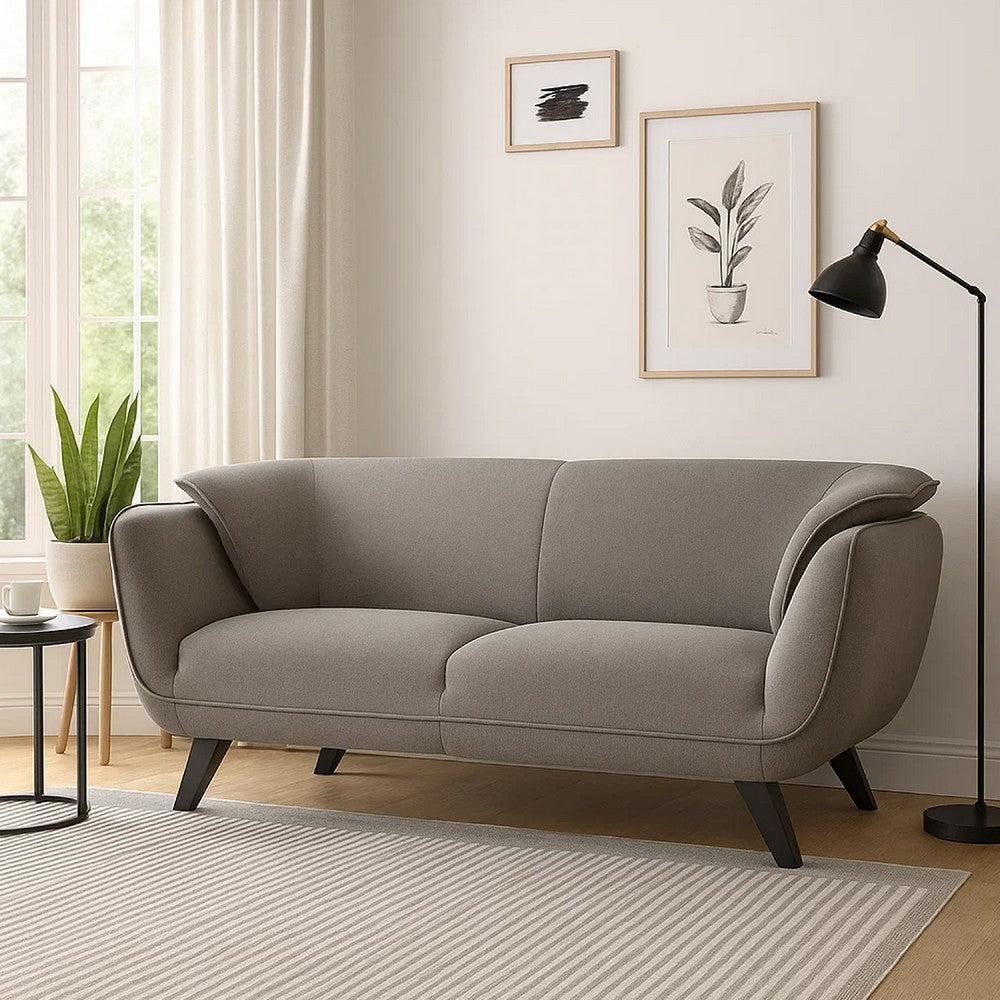 Naeli 86 Inch Sofa, Compact Modern Design, Plush Brown Linen Upholstery By Casagear Home