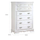 Auri 52 Inch Tall Dresser Chest 5 Drawers Crown Molding White Wood By Casagear Home BM312390