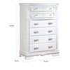 Auri 52 Inch Tall Dresser Chest 5 Drawers Crown Molding White Wood By Casagear Home BM312390