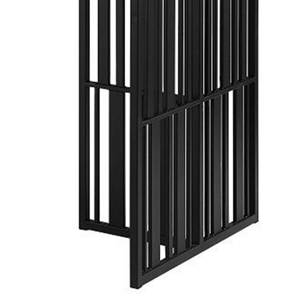 Nori 72 Inch Dining Table, Distressed Brown Top, Black Metal Slatted Base By Casagear Home