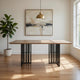 Nori 72 Inch Dining Table, Distressed Brown Top, Black Metal Slatted Base By Casagear Home