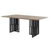 Nori 72 Inch Dining Table, Distressed Brown Top, Black Metal Slatted Base By Casagear Home