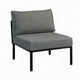 Rain 33 Inch Patio Side Chair, Armless, Sectional, Black Metal, Gray Fabric By Casagear Home