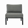 Rain 33 Inch Patio Side Chair, Armless, Sectional, Black Metal, Gray Fabric By Casagear Home