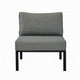 Rain 33 Inch Patio Side Chair, Armless, Sectional, Black Metal, Gray Fabric By Casagear Home