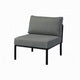 Rain 33 Inch Patio Side Chair, Armless, Sectional, Black Metal, Gray Fabric By Casagear Home