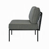 Rain 33 Inch Patio Side Chair, Armless, Sectional, Black Metal, Gray Fabric By Casagear Home