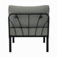 Rain 33 Inch Patio Side Chair, Armless, Sectional, Black Metal, Gray Fabric By Casagear Home
