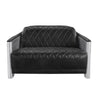 Filia 50 Inch Loveseat Black Top Grain Leather Upholstery Gray Metal By Casagear Home BM312398