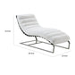 60 Inch Chaise Lounger White Teddy Sherpa Upholstery Stainless Steel Legs By Casagear Home BM312403