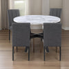 5 Piece Dining Table and Chairs Set, Black Wood, Fabric, Faux Stone Top By Casagear Home