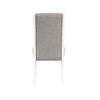 Joyce 26 Inch Side Dining Chair Set of 2 Gray Linen Upholstery White Wood By Casagear Home BM312409