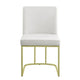 24 Inch Side Dining Chair Set of 2 Soft Off White Velvet Gold Metal Base By Casagear Home BM312411