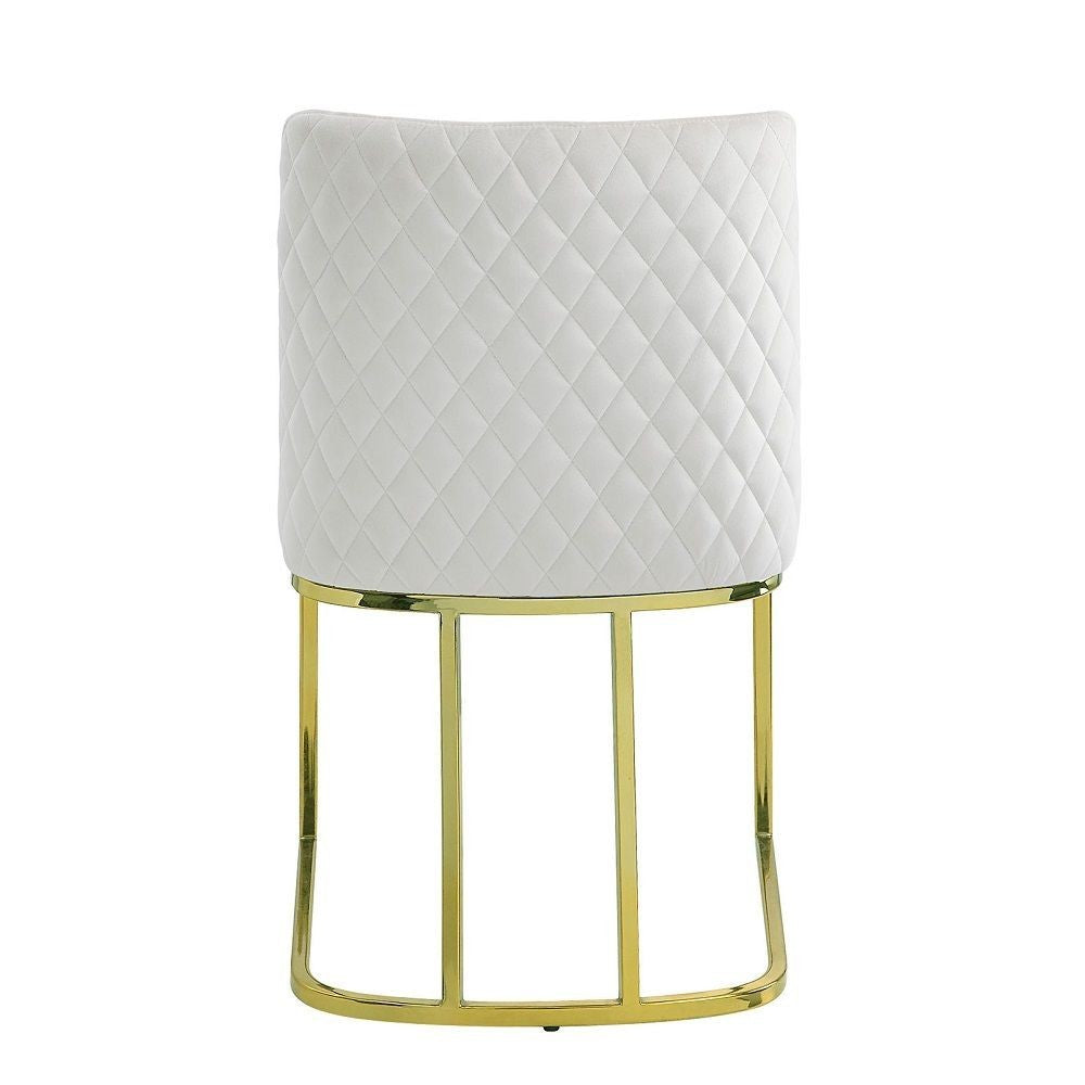 24 Inch Side Dining Chair Set of 2 Soft Off White Velvet Gold Metal Base By Casagear Home BM312411