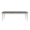Kate 72-90 Inch Dining Table, Gray Extendable Rectangular Top, White Wood By Casagear Home