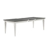 Kate 72-90 Inch Dining Table, Gray Extendable Rectangular Top, White Wood By Casagear Home