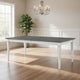 Kate 72-90 Inch Dining Table, Gray Extendable Rectangular Top, White Wood By Casagear Home
