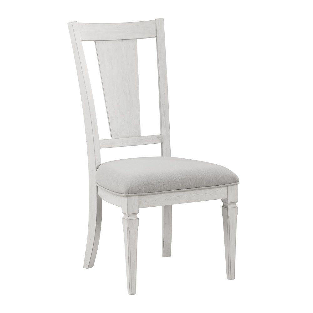 Kate 24 Inch Side Dining Chair Set of 2 Light Gray Linen White Wood Frame By Casagear Home BM312415