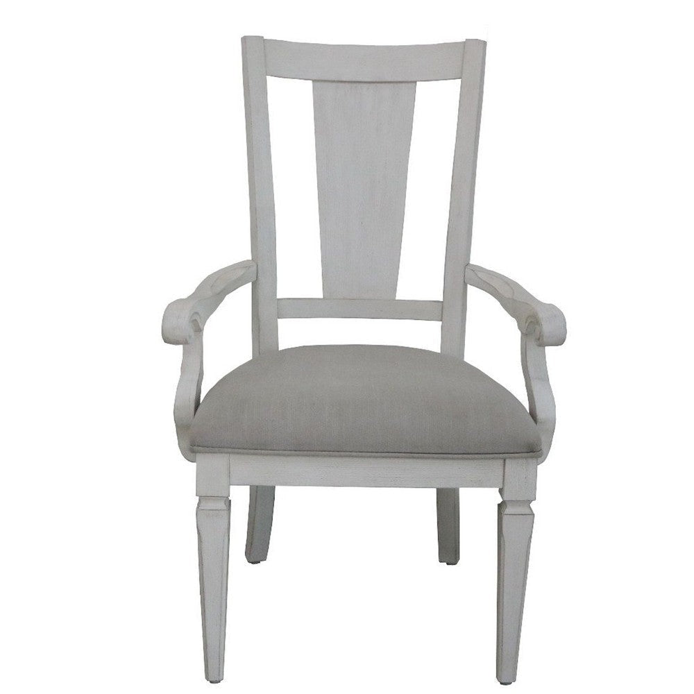 Kate 24 Inch Dining Armchair Set of 2 Light Gray Linen White Wood Frame By Casagear Home BM312416