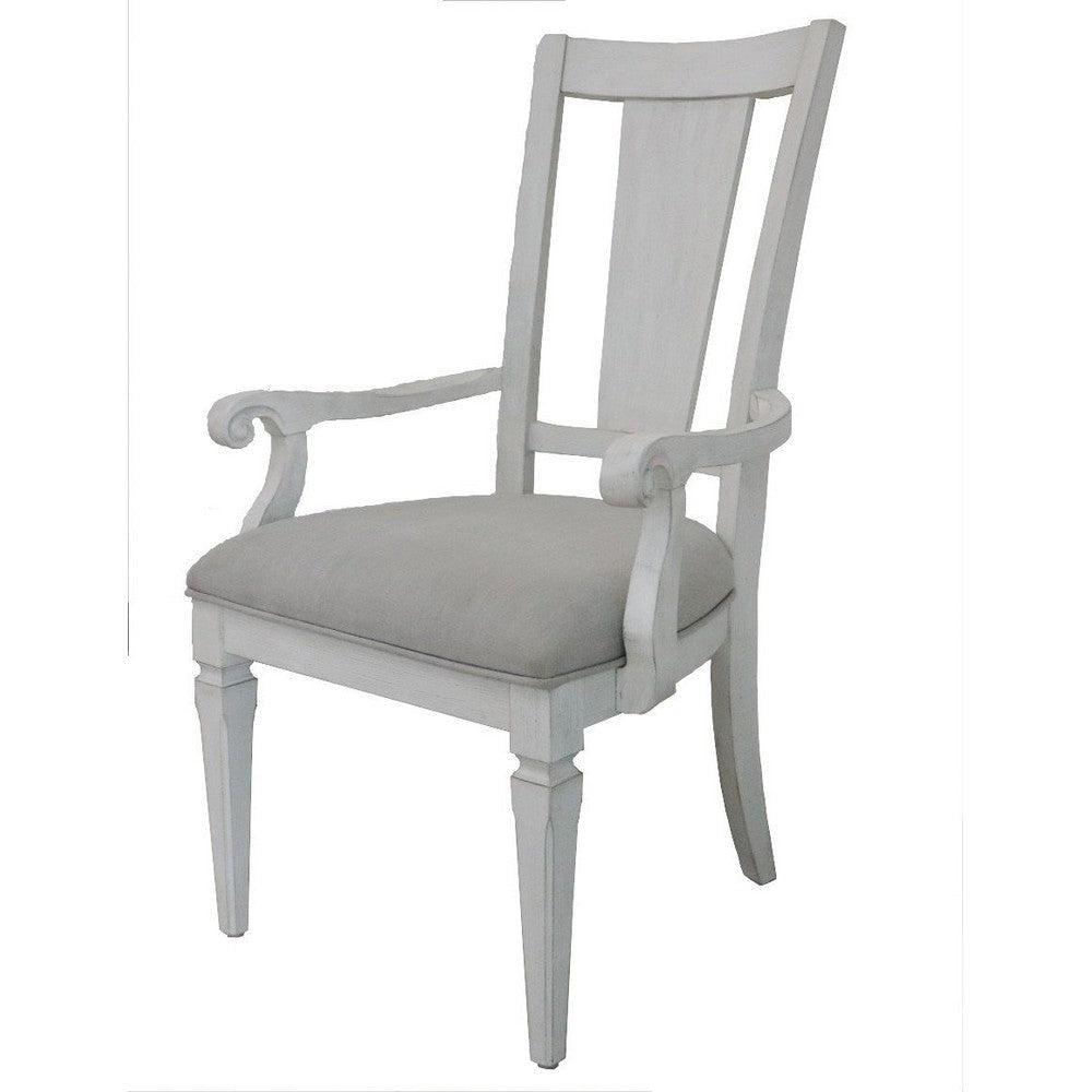 Kate 24 Inch Dining Armchair Set of 2 Light Gray Linen White Wood Frame By Casagear Home BM312416