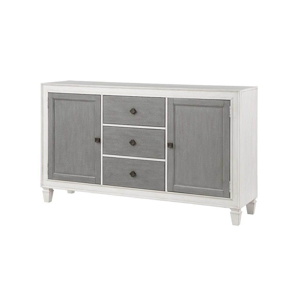 Kate 70 Inch Sideboard Server Console 3 Drawers 2 Cabinets Gray White By Casagear Home BM312417