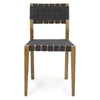 22 Inch Dining Side Chair Set of 2 Woven Black Polyester Brown Oak Wood By Casagear Home BM312423