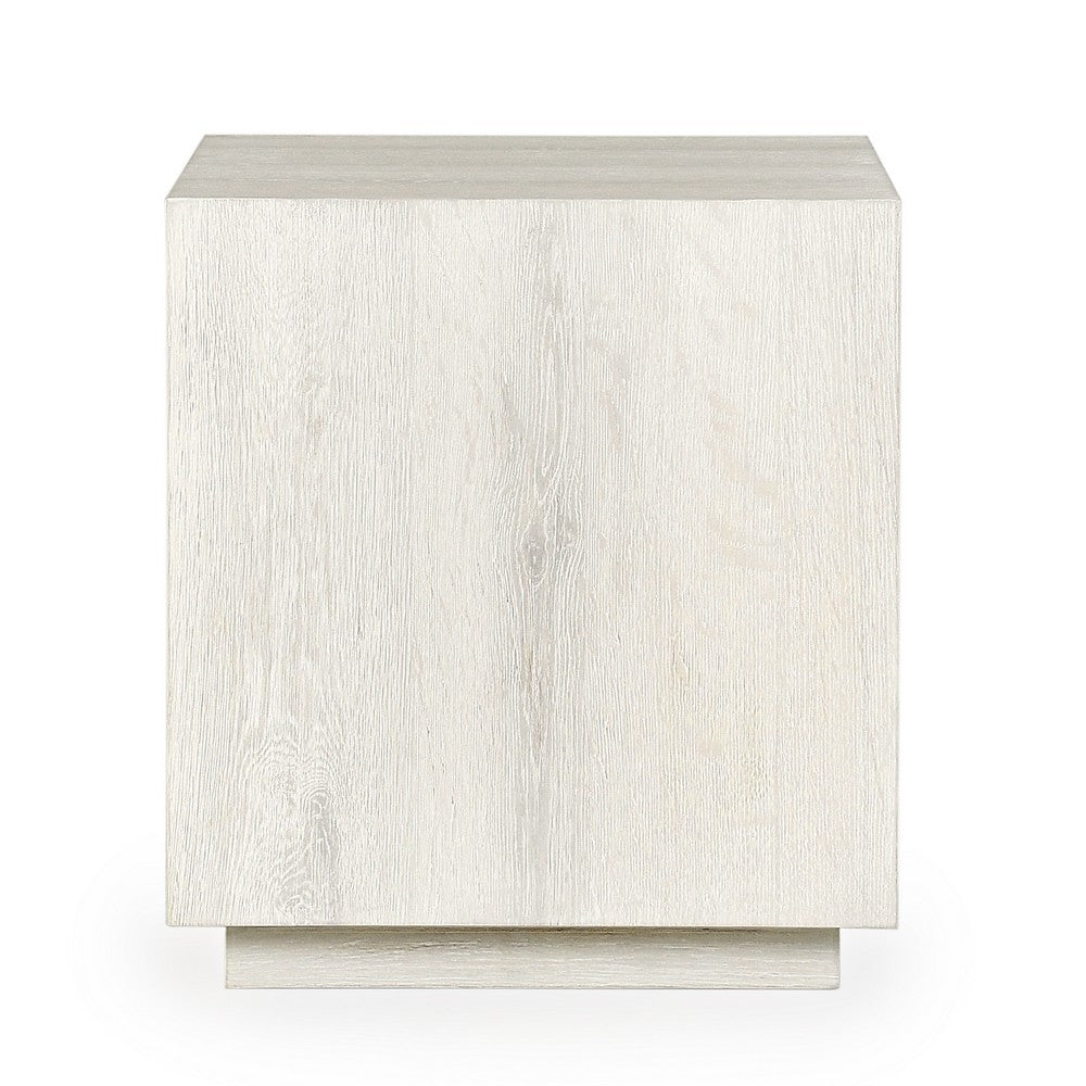 Cecil 22 Inch Side End Table Square Oak Veneer Plinth Base White Wash By Casagear Home BM312429