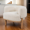 Kios 39 Inch Accent Chair, Soft Cream White Polyester, Natural Ash Wood By Casagear Home