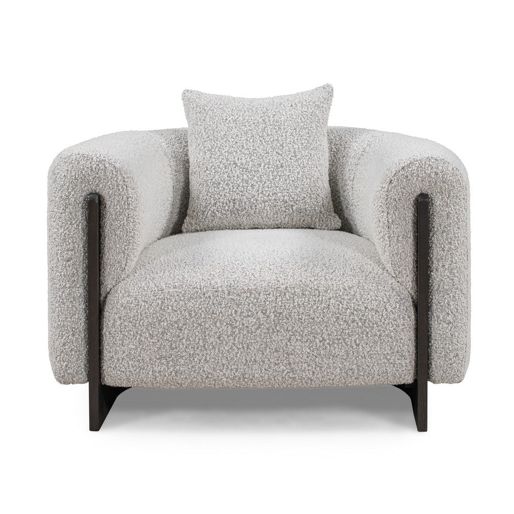 Lumi 41 Inch Accent Chair Soft Plush Gray Boucle Dark Brown Ash Wood By Casagear Home BM312444