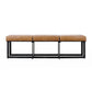 Windy 62 Inch Narrow Accent Bench, Brown Top Grain Leather, Black Iron By Casagear Home