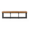 Windy 62 Inch Narrow Accent Bench Brown Top Grain Leather Black Iron By Casagear Home BM312445