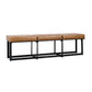 Windy 62 Inch Narrow Accent Bench, Brown Top Grain Leather, Black Iron By Casagear Home