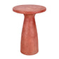 Kole 19 Inch Outdoor Accent Side Table Concrete Round Top Red Finish By Casagear Home BM312454