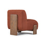 Soha 34 Inch Accent Chair Polyester Upholstery in Rust Red Brown Ash Wood By Casagear Home BM312458